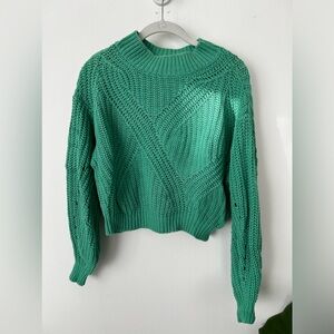 BP green knitted cropped mock neck sweater. Size small.